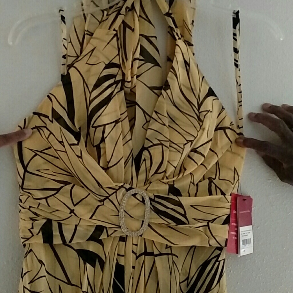 Gorgeous yellow and black halter style dress